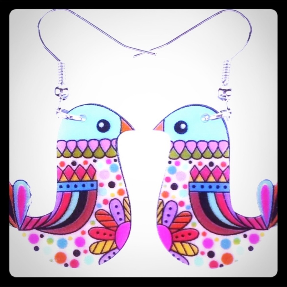 Acrylic Bird Dangle Earrings